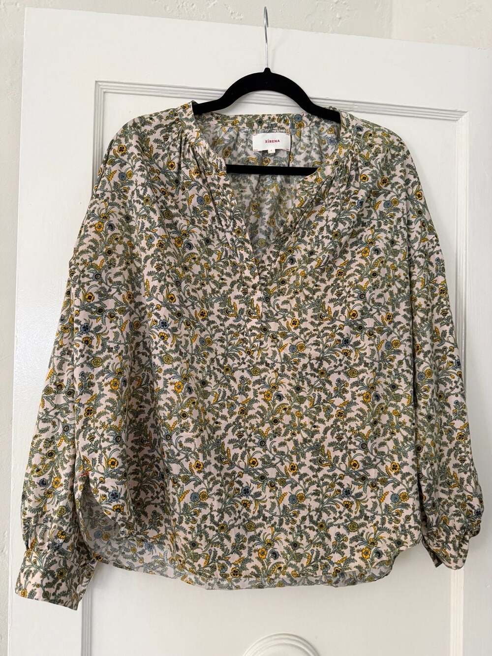 Xirena Romy Top in Ivory Flora Cotton Blouse